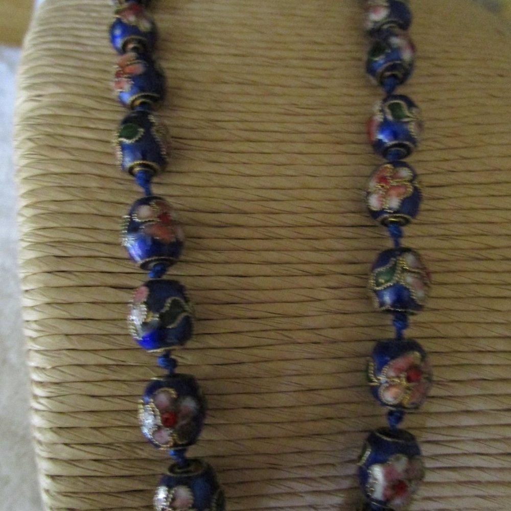 Vintage Enameled Cloisonne Beaded Strand Necklace - Picture 2 of 5